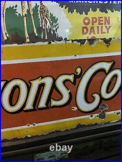 Vintage 1930s Retro Original Lyons' Cocoa Enamel Advertising Sign, 92 x 30 Cm