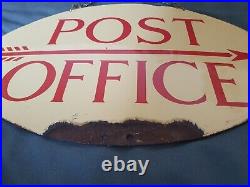 Vintage 1930s on Post Box Post Office Enamel Sign Fantastic Condition
