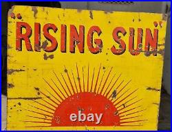 Vintage 1940's Old Antique Rare Rising Sun Oil Adv. Porcelain Enamel Sign Board