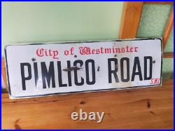 Vintage 1940's PIMLICO ROAD SW1 London Enamel Street Sign Vintage 1940's PIMLICO ROAD SW1 London Enamel Street Sign