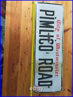 Vintage 1940's PIMLICO ROAD SW1 London Enamel Street Sign Vintage 1940's PIMLICO ROAD SW1 London Enamel Street Sign