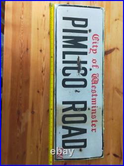 Vintage 1940's PIMLICO ROAD SW1 London Enamel Street Sign Vintage 1940's PIMLICO ROAD SW1 London Enamel Street Sign