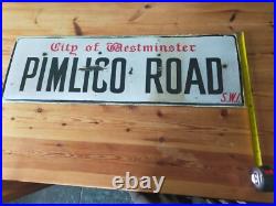 Vintage 1940's PIMLICO ROAD SW1 London Enamel Street Sign Vintage 1940's PIMLICO ROAD SW1 London Enamel Street Sign