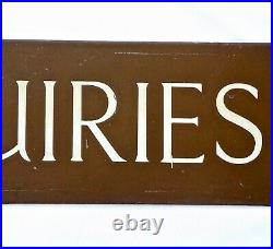 Vintage 1940s/50s Enamel on Metal ENQUIRIES Advertising Sign for Office/Shop