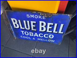 Vintage 1940s Original Blue Bell Tobacco Double Sided Metal Enamel Sign