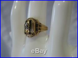 Vintage 1949 Signed Josten 10k Yellow Gold Black Enamel Class Ring Size 5.25