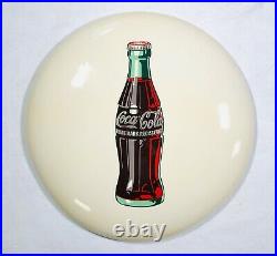 Vintage 1950s Coca Cola COKE 24 White Button Sign Bottle Enamel Metal #1