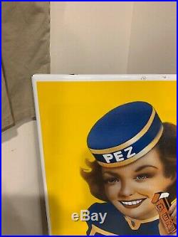 Vintage 1955 Pez Peppermint Porcelain Enamel Sign 23 X 14 3/4, 5.9 Pounds