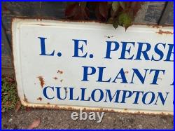 Vintage 1960's Enamel Sign L E Persey & Son Plant Hire CULLOMPTON 57 x 21