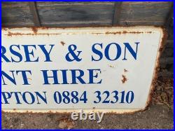 Vintage 1960's Enamel Sign L E Persey & Son Plant Hire CULLOMPTON 57 x 21
