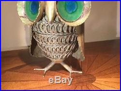 Vintage 1968 CURTIS JERE Metal OWL with Enamel Eyes Signed