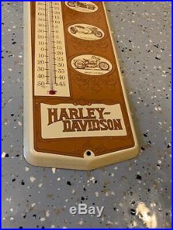 Vintage 1981 Harley Davidson Enameled Wall thermometer Sign 1903 1936 1922 1952
