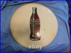 Vintage 24 White Ice Cream Parlor Coca Cola Round Button Sign Enamel