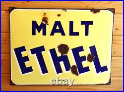 Vintage 48cm Enamel Malt Ethel Coffee Sign French Advertising Sign Kitchen