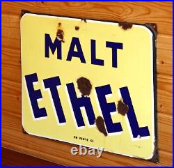 Vintage 48cm Enamel Malt Ethel Coffee Sign French Advertising Sign Kitchen