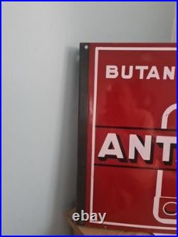 Vintage 50s French Double Sided Antargaz Enamel Sign Exellent Display Addition
