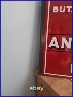 Vintage 50s French Double Sided Antargaz Enamel Sign Exellent Display Addition