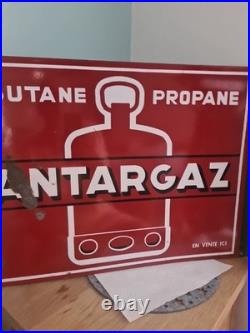 Vintage 50s French Double Sided Antargaz Enamel Sign Exellent Display Addition