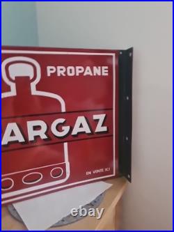 Vintage 50s French Double Sided Antargaz Enamel Sign Exellent Display Addition