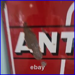 Vintage 50s French Double Sided Antargaz Enamel Sign Exellent Display Addition