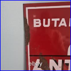 Vintage 50s French Double Sided Antargaz Enamel Sign Exellent Display Addition