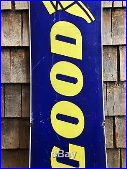 Vintage 60s GOODYEAR Tires Service Station Dealer 2 Sided Enamel Metal Sign