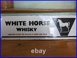 Vintage 61 x 18.5 cm White Horse Whisky enamel pub / bar advertising sign
