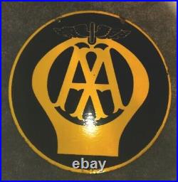 Vintage AA Enamel Advertising Sign. 2 Sided 1930s 1940s. Amazing Condition