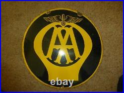 Vintage AA Enamel sign, 18 Diameter, Double Sided 1930-40s. Lovely Condition