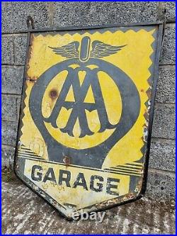 Vintage AA Garage Enamel Advertising Sign Automobilia Motoring Petrol Oil