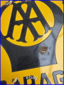 Vintage AA Garage Enamel Advertising Sign Mancave-Classic car garage -workshop