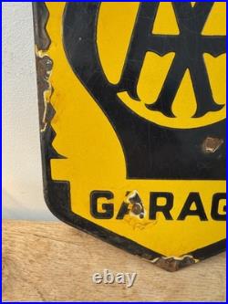 Vintage AA Garage Enamel Advertising Sign Mancave-Classic car garage -workshop