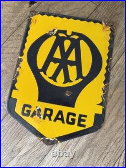 Vintage AA Garage Enamel Advertising Sign Mancave-Classic car garage -workshop