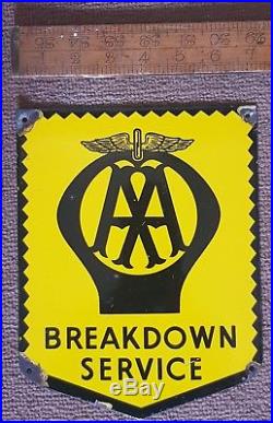 Vintage AA Motoring Motor Car Breakdown Enamel Sign