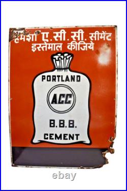 Vintage ACC Portland BBB Cement Porcelain Enamel Sign Board Advertising India01