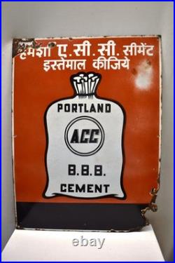 Vintage ACC Portland BBB Cement Porcelain Enamel Sign Board Advertising India01