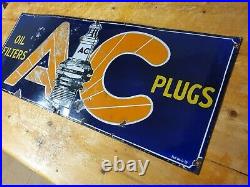Vintage AC Spark Plugs Garage Enamel Sign Automobilia Collectable Motoring