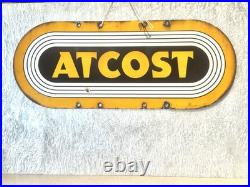 Vintage ATCOST Enamel Sign Original Farm Advertising