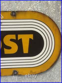 Vintage ATCOST Enamel Sign Original Farm Advertising