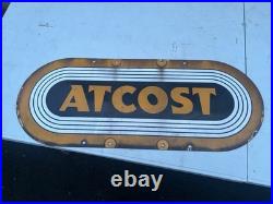 Vintage ATCOST Enamel Sign Original Farm Advertising, 76cm