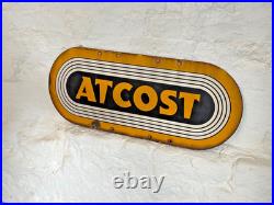 Vintage ATCOST Enamel Sign Original Farm Advertising, 76cm Vintage ATCOST Enamel Sign Original Farm Advertising, 76cm