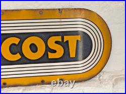Vintage ATCOST Enamel Sign Original Farm Advertising, 76cm Vintage ATCOST Enamel Sign Original Farm Advertising, 76cm