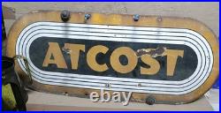 Vintage ATCOST enamel sign farm building Britains Barn Mancave collectable 70s