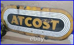 Vintage ATCOST enamel sign farm building Britains Barn Mancave collectable 70s