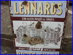 Vintage Advertising Original Enamel Sign Lennards Boot And Shoes