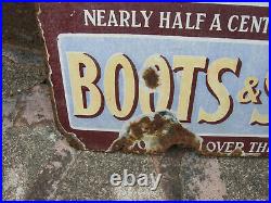Vintage Advertising Original Enamel Sign Lennards Boot And Shoes