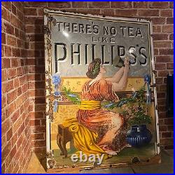 Vintage Advertising Phillips Tea Enamel Sign #4928