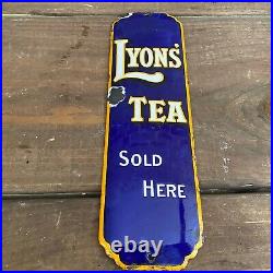 Vintage Advertising Shop Door Enamel Finger Plate Lyons Tea #5568