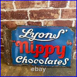 Vintage Advertising Sign Lyons Nippy Chocolates Enamel Sign #4597