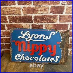 Vintage Advertising Sign Lyons Nippy Chocolates Enamel Sign #4597